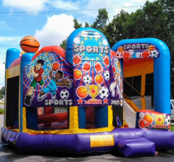 The Works: Sports 4n1 Bouncer & (2) Inflatable Game Package